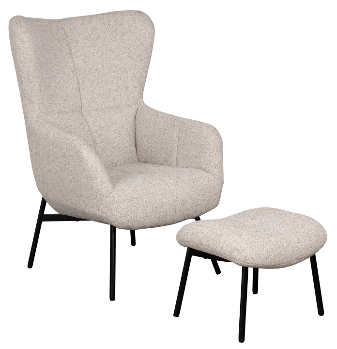 Ohrensessel Sava Beige inkl. Fußhocker Beige